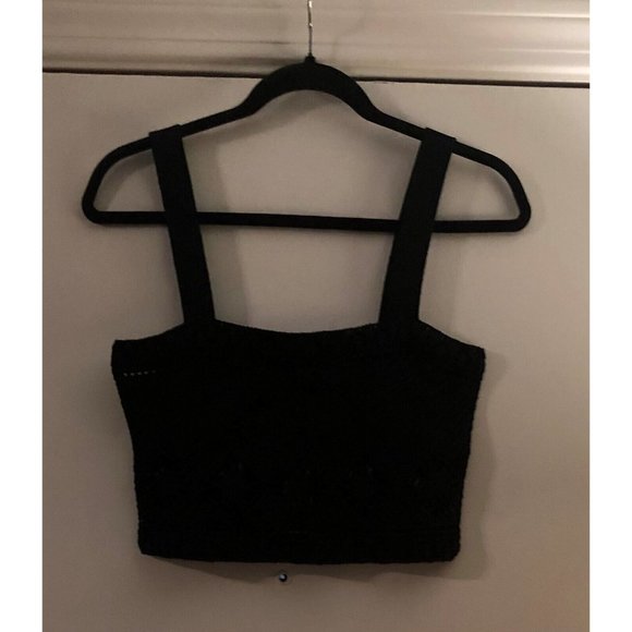 NWT $265 MAJE BLACK CROCHET KNIT TOP  SIZE 1 US SMALL - Picture 8 of 9